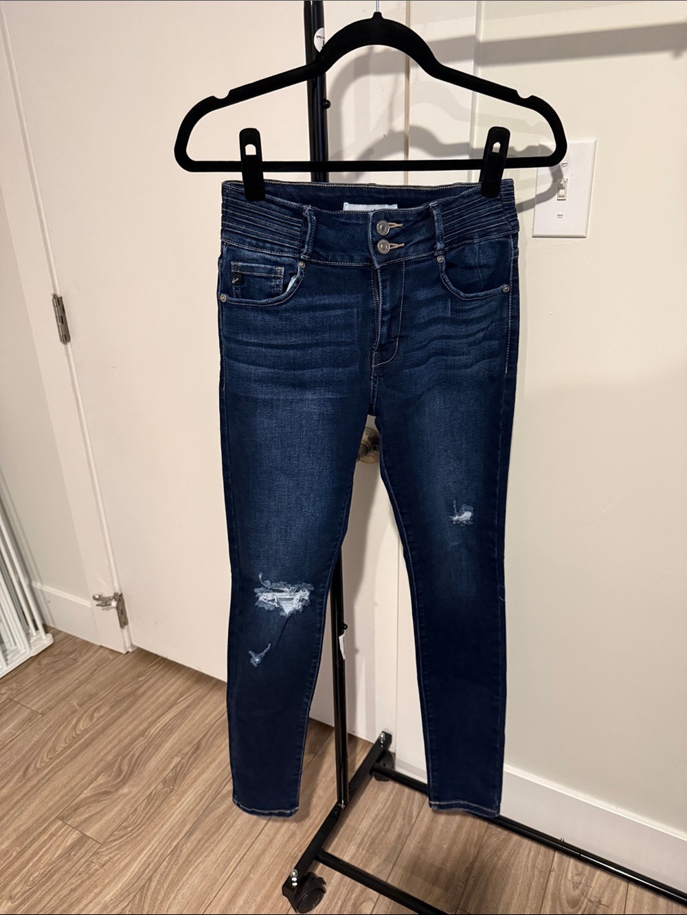 KanCan Dark Indigo Skinny Jeans with Subtle Distressing